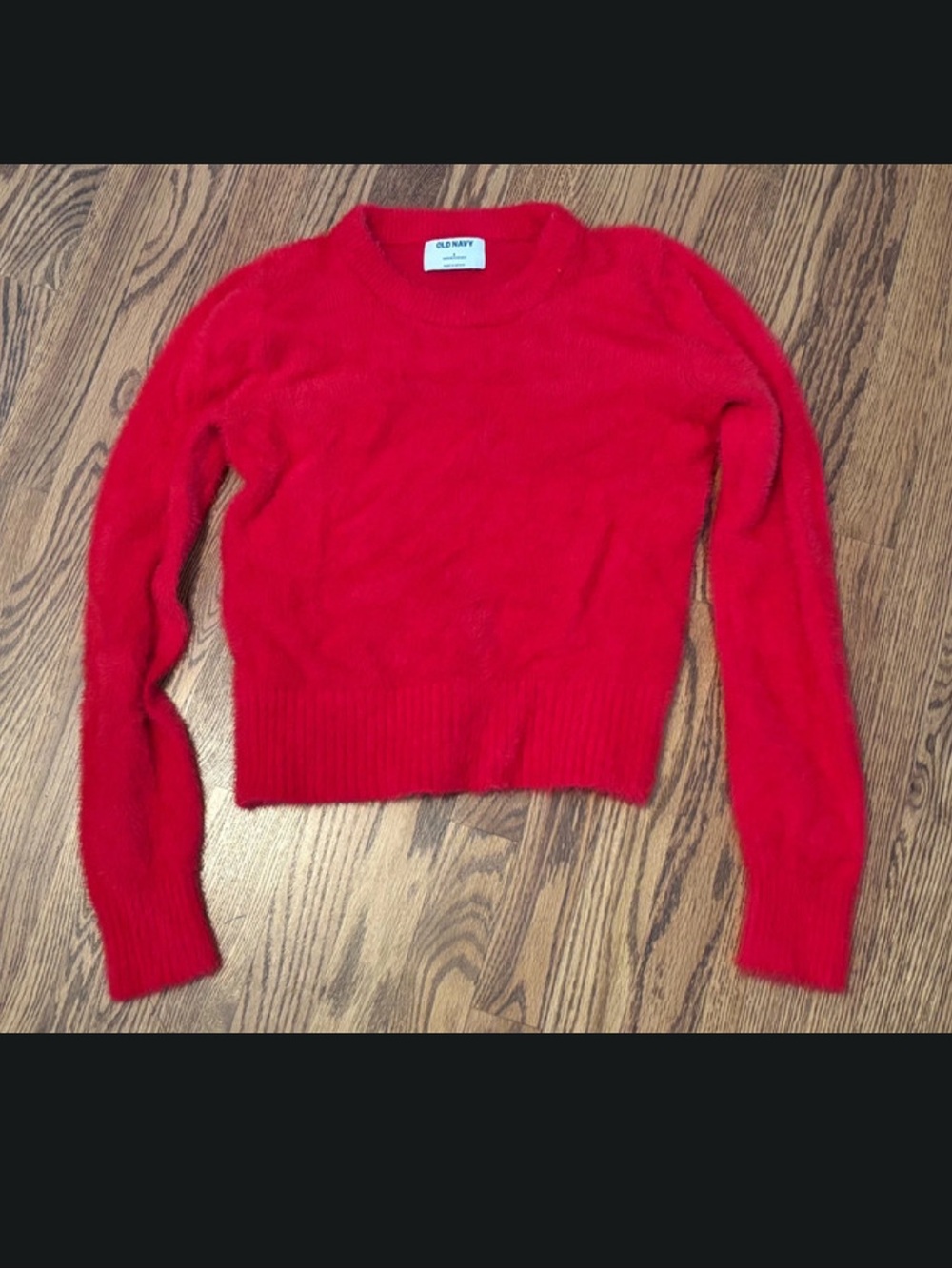 Old Navy Red Crop Crewneck Knit Sweater Women's Size Small Cotton Nylon Blend